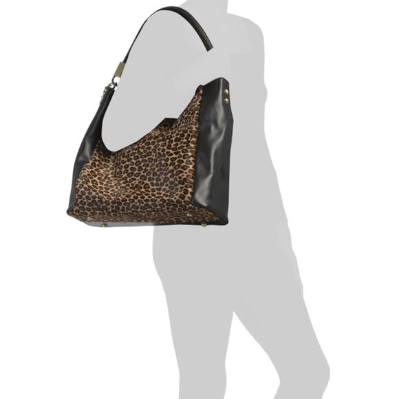 VIOLA CASTELLANI cheetah Made In Italy Leather Hobo With Tube Handle - Picture 2 of 2